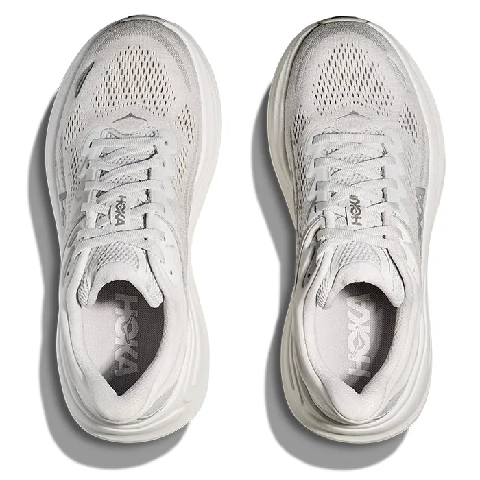 Womens Hoka Bondi 9 Extra Wide in Stardust/Silver