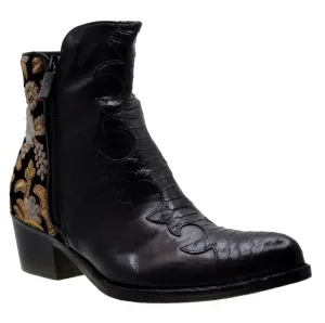 Women's Italian Shoes Jo Ghost 1367 Black Leather Print Python Dress Boots available size 41