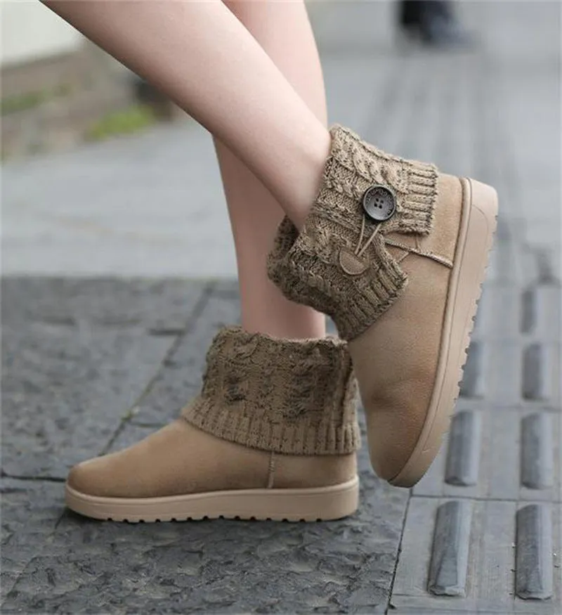 Women's Knitted Short Boots Warm Snow Boots