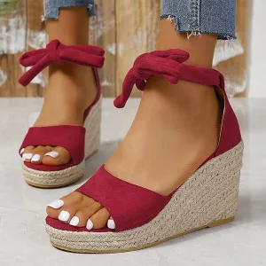 Women's Lace-Up Bow Espadrille Wedge Sandals 31009788S