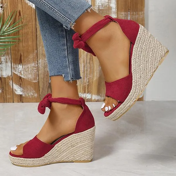 Women's Lace-Up Bow Espadrille Wedge Sandals 31009788S