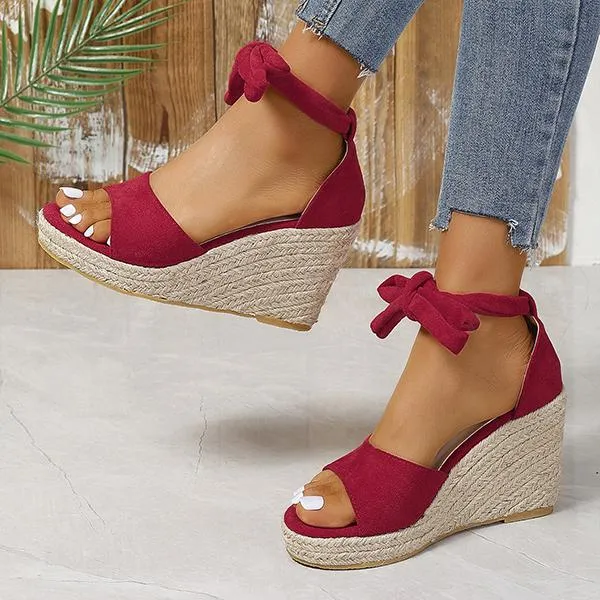 Women's Lace-Up Bow Espadrille Wedge Sandals 31009788S