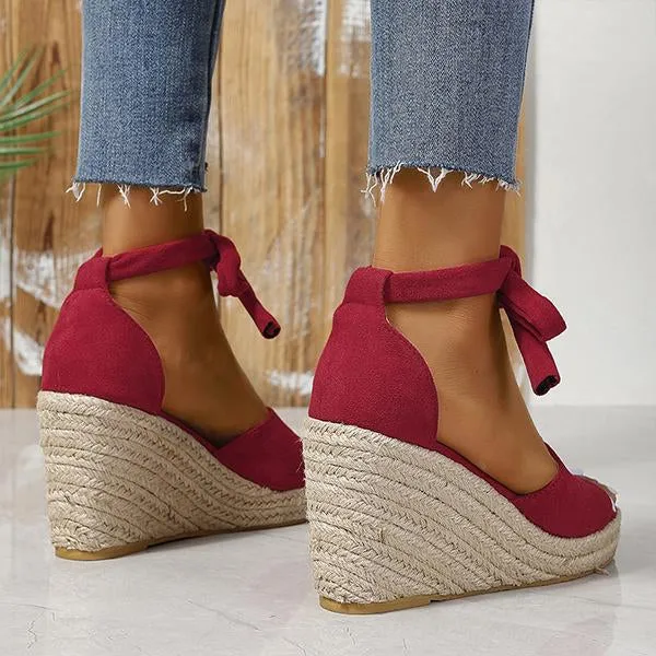Women's Lace-Up Bow Espadrille Wedge Sandals 31009788S