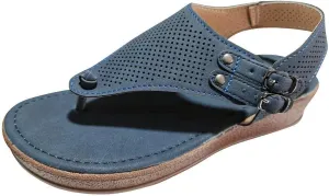 Women's Ladies Fashion Casual Hollow Out Flip Flop Platform Sandals Wedges Shoes Summer Shower Slippers (Blue-04#A, 10)