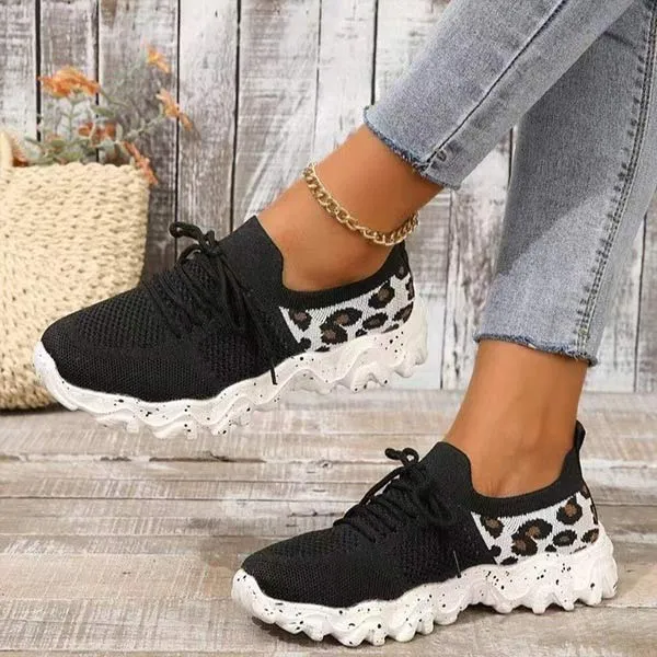 Women's Leopard Print Knit Sneakers 17349112C