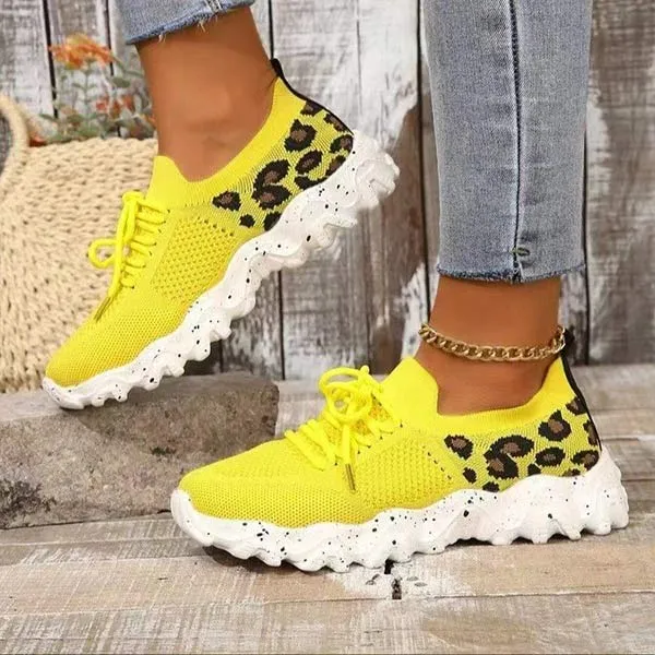 Women's Leopard Print Knit Sneakers 17349112C