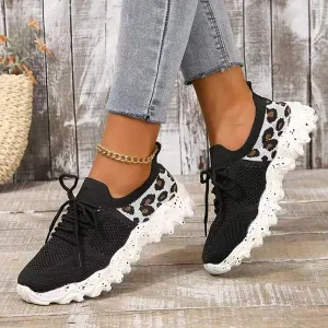 Women's Leopard Print Knit Sneakers 17349112C
