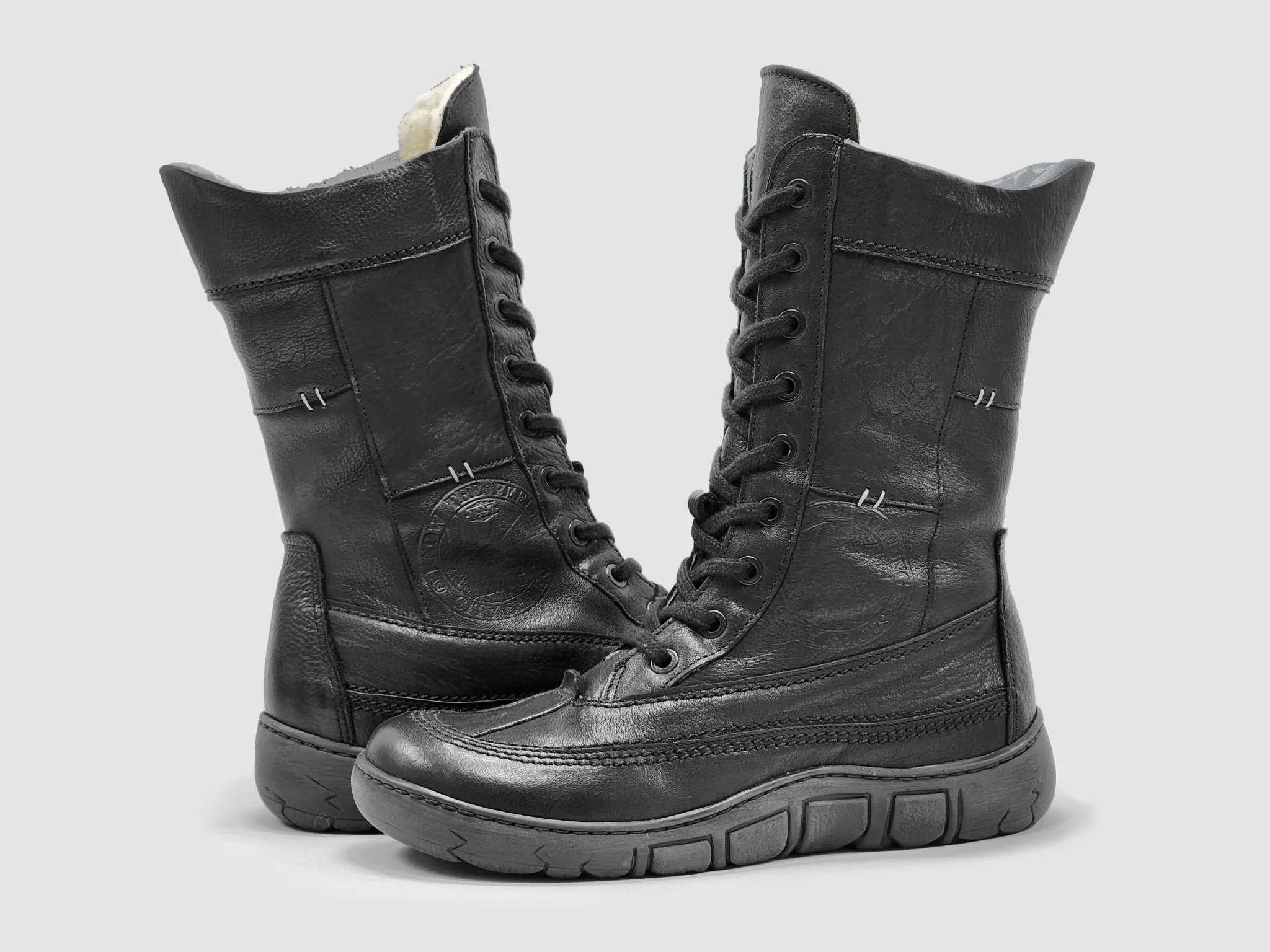 Women’s Original Tall Thick Wool-Lined Zip-Up Leather Boots - Black