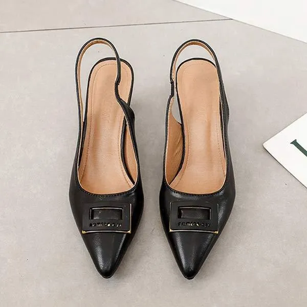 Women's Pointed Toe Square Buckle Hollow High Heel Peep Toe Sandals 06458068C