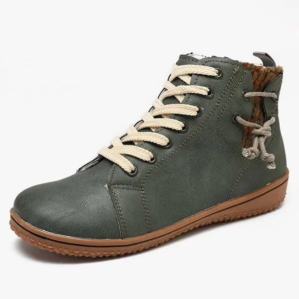 Women's Retro Casual Flat Lace-Up Booties 65561992S