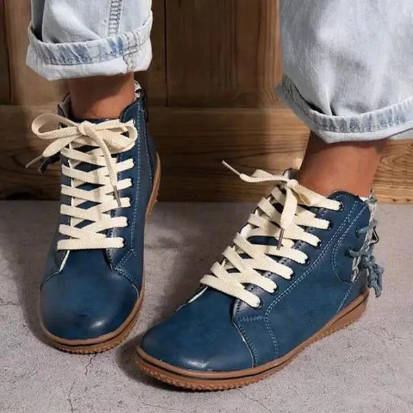 Women's Retro Casual Flat Lace-Up Booties 65561992S