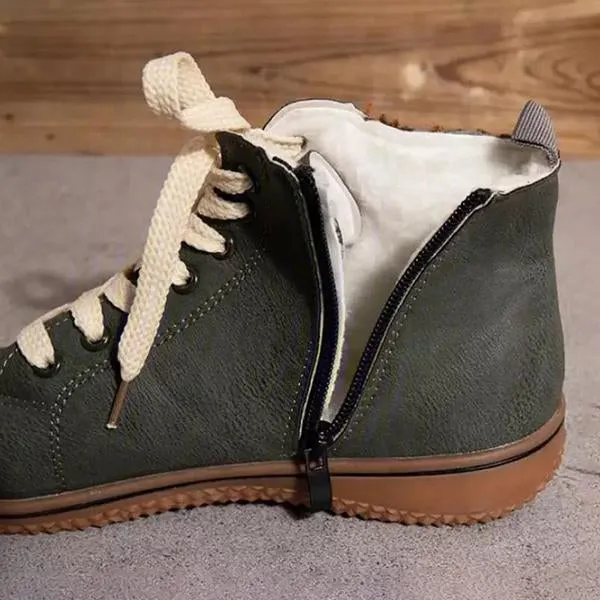 Women's Retro Casual Flat Lace-Up Booties 65561992S