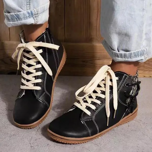 Women's Retro Casual Flat Lace-Up Booties 65561992S