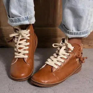 Women's Retro Casual Flat Lace-Up Booties 65561992S