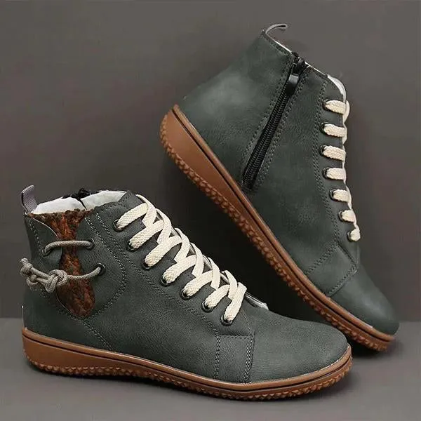 Women's Retro Casual Flat Lace-Up Booties 65561992S