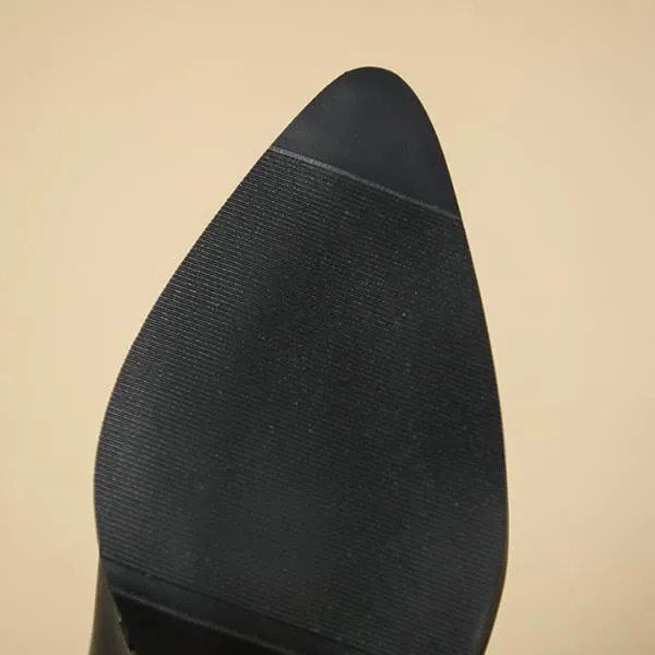 Women's Retro Pointed Toe Chunky Heel Mary Jane Shoes 35492373C