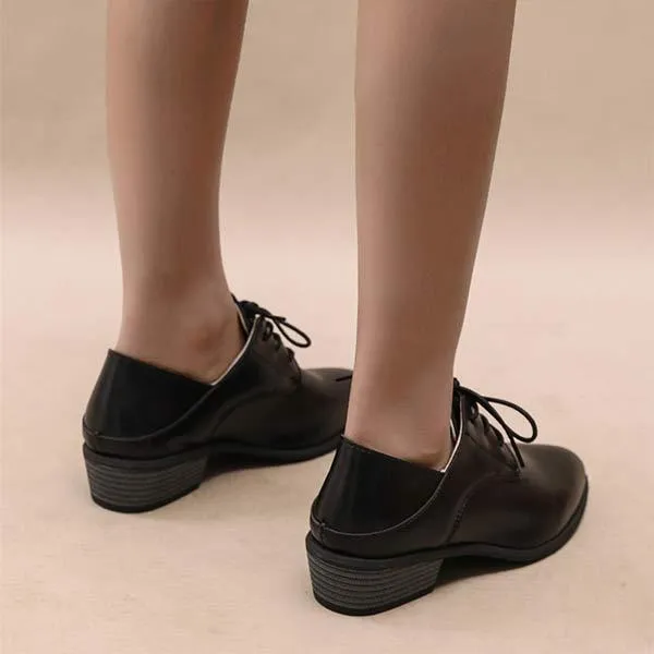 Women's Retro Pointed-Toe Lace-Up Chunky Heel Pumps 85602593C