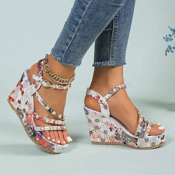 Women's Roman Pearl Platform Sandals 17522389C