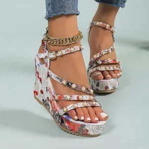 Women's Roman Pearl Platform Sandals 17522389C