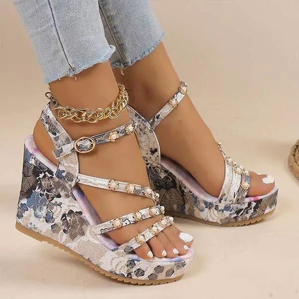 Women's Roman Pearl Platform Sandals 17522389C