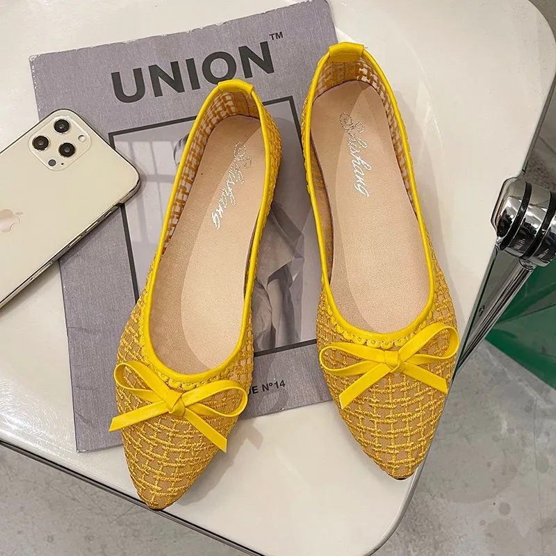 Women's Summer Mesh Pointed Toe Flat Shoes Breathable Loafers Comfortable Slip-ons