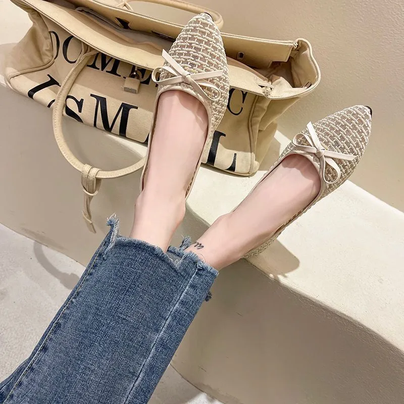 Women's Summer Mesh Pointed Toe Flat Shoes Breathable Loafers Comfortable Slip-ons