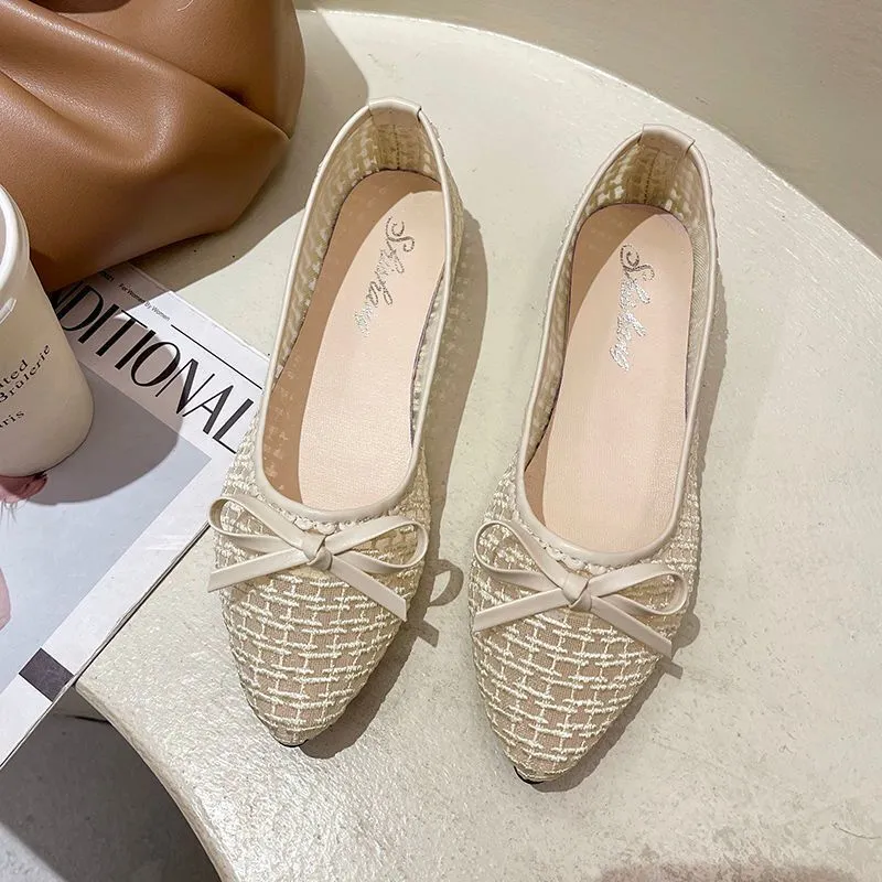 Women's Summer Mesh Pointed Toe Flat Shoes Breathable Loafers Comfortable Slip-ons