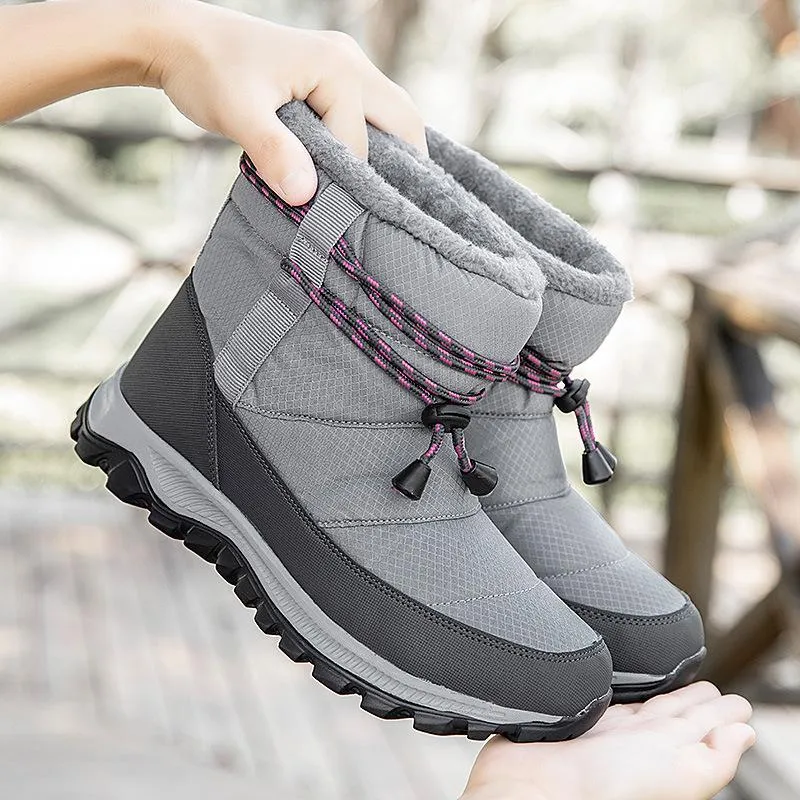 Women's thick warm lining waterproof anti-slip slip on snow boots