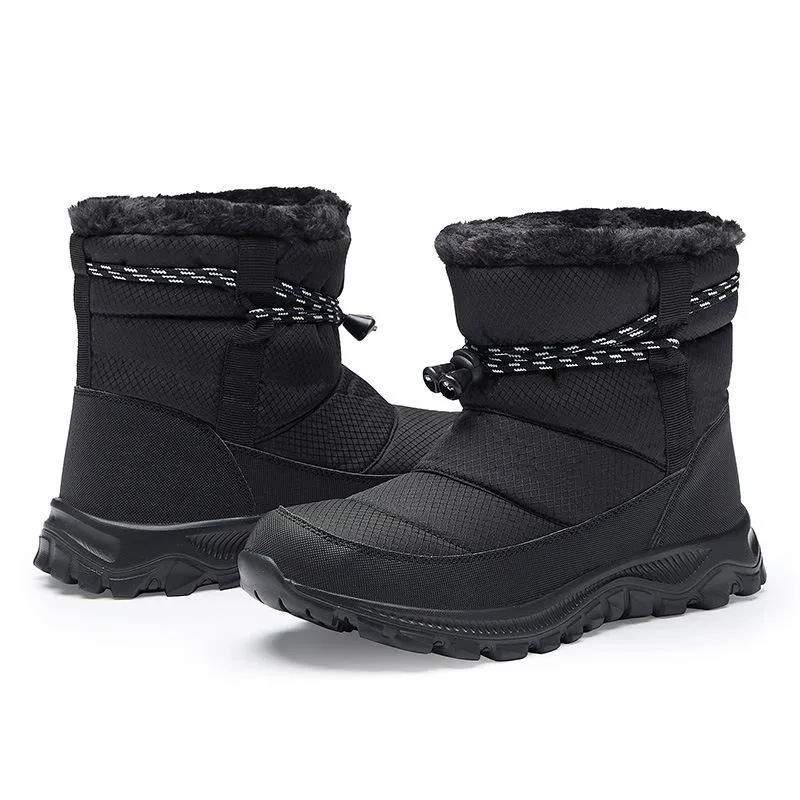 Women's thick warm lining waterproof anti-slip slip on snow boots