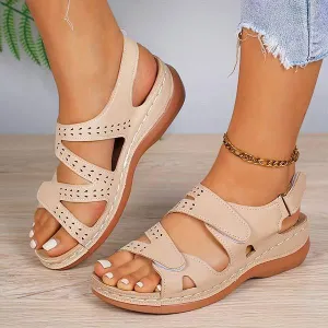 Women's Velcro Strap Wedge Gladiator Sandals 19528409C