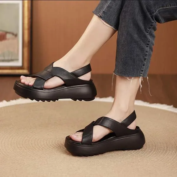 Women's Vintage Casual Cross Strap Roman Sandals 32404021C