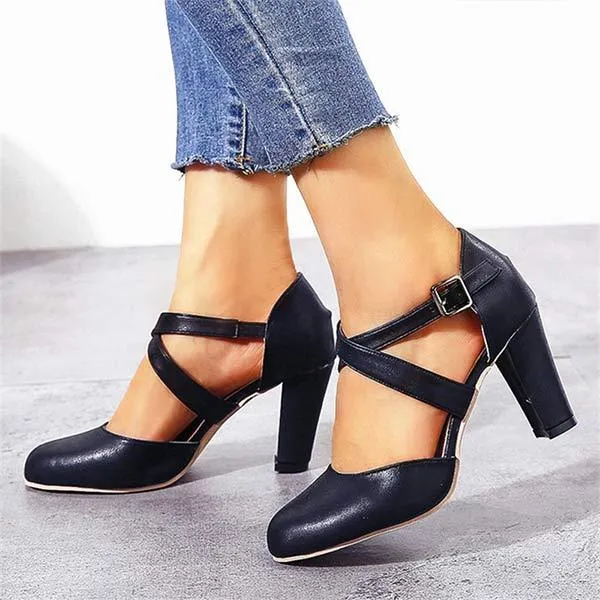 Women'S Vintage High Heel Block Heel Sandals 05113468C