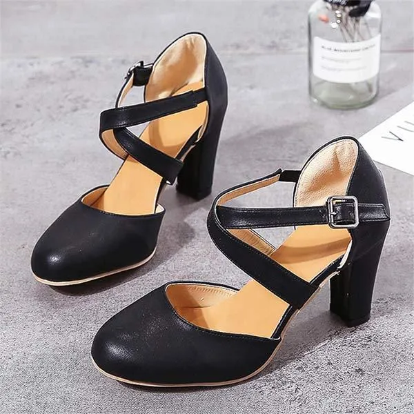 Women'S Vintage High Heel Block Heel Sandals 05113468C
