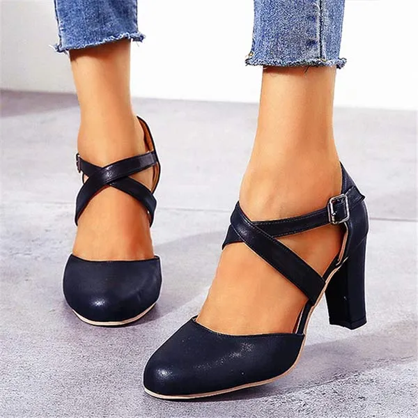 Women'S Vintage High Heel Block Heel Sandals 05113468C