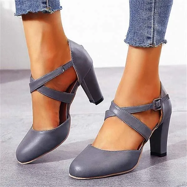 Women'S Vintage High Heel Block Heel Sandals 05113468C