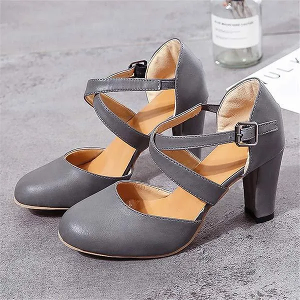 Women'S Vintage High Heel Block Heel Sandals 05113468C