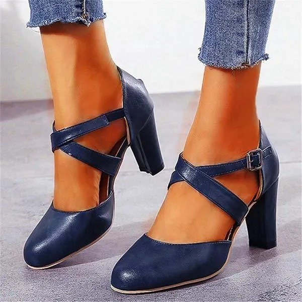 Women'S Vintage High Heel Block Heel Sandals 05113468C