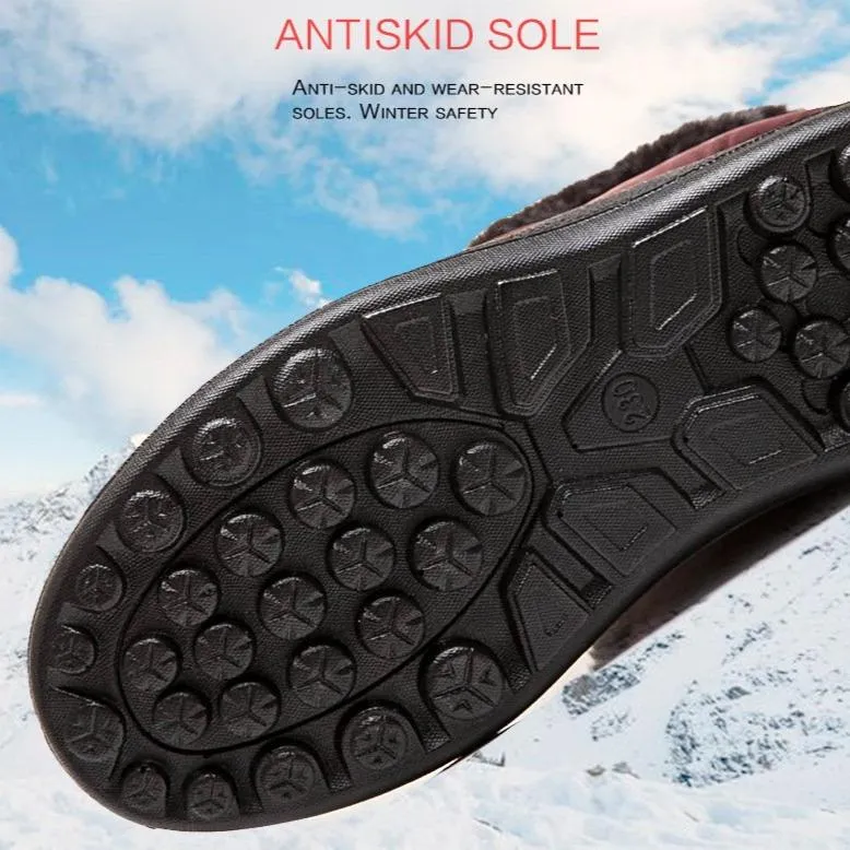 Women's warm lining ankle snow boots waterproof slip on winter booties with zipper