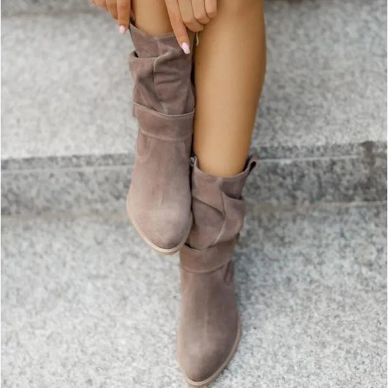 Women's Warm Zipper Winter Suede Boots