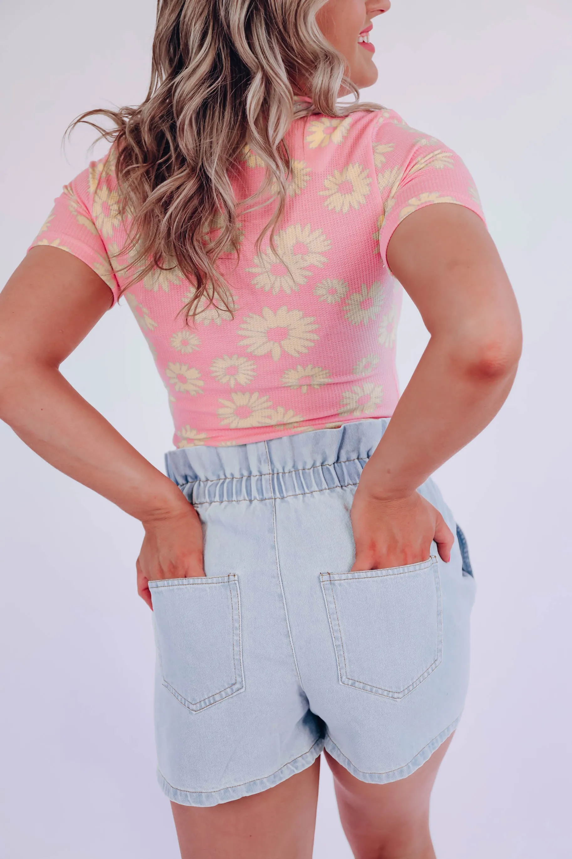 Zara Denim Tie Waist Shorts - Light