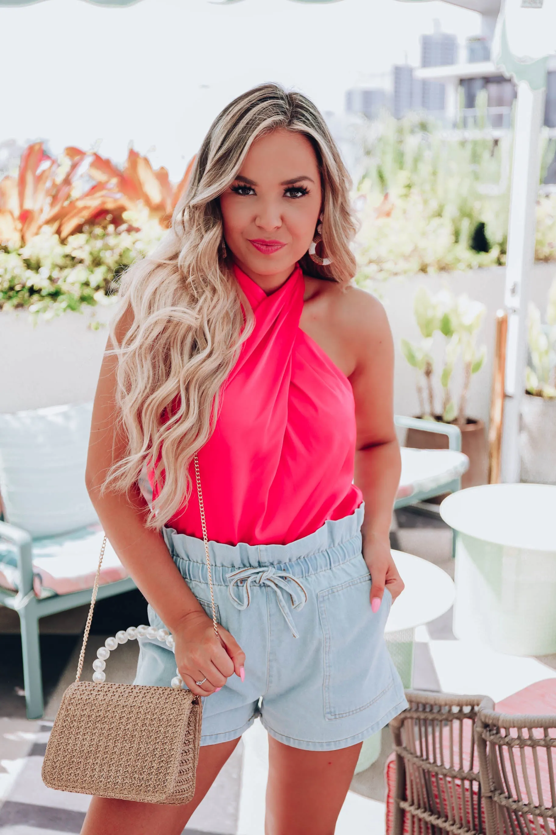 Zara Denim Tie Waist Shorts - Light