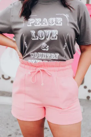 Zara Pink Tie Waist Shorts