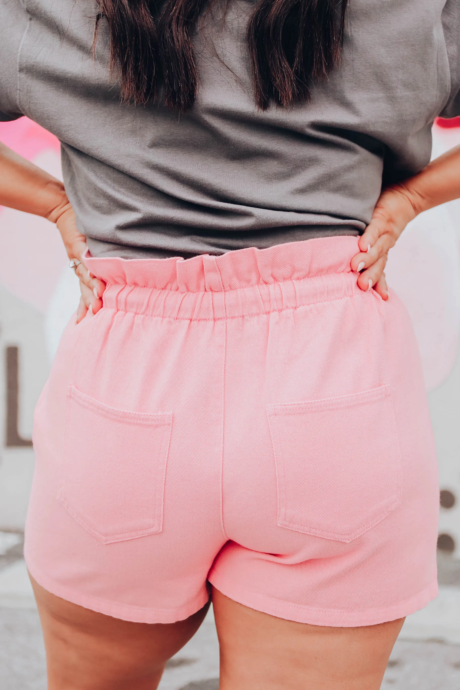 Zara Pink Tie Waist Shorts
