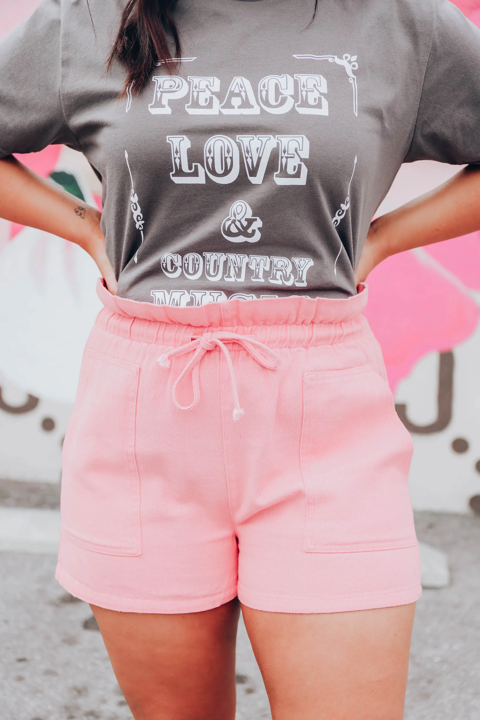 Zara Pink Tie Waist Shorts