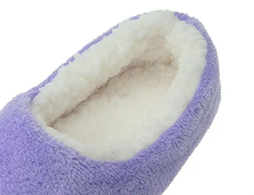 Zegee Womens Fuzzy Indoor Soft Sock Slippers Non-slip Sole Cozy Warm Slip-on House Bedroom Slippers(S 5-6, Purple)
