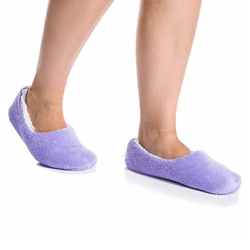 Zegee Womens Fuzzy Indoor Soft Sock Slippers Non-slip Sole Cozy Warm Slip-on House Bedroom Slippers(S 5-6, Purple)