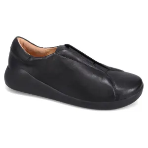 Ziera Yass Black Leather Elastic Flat Shoe (Women's)